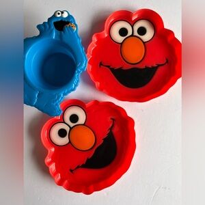 Sesame Street Cookie Monster Bowl Elmo Plates Vintage 2006-08
